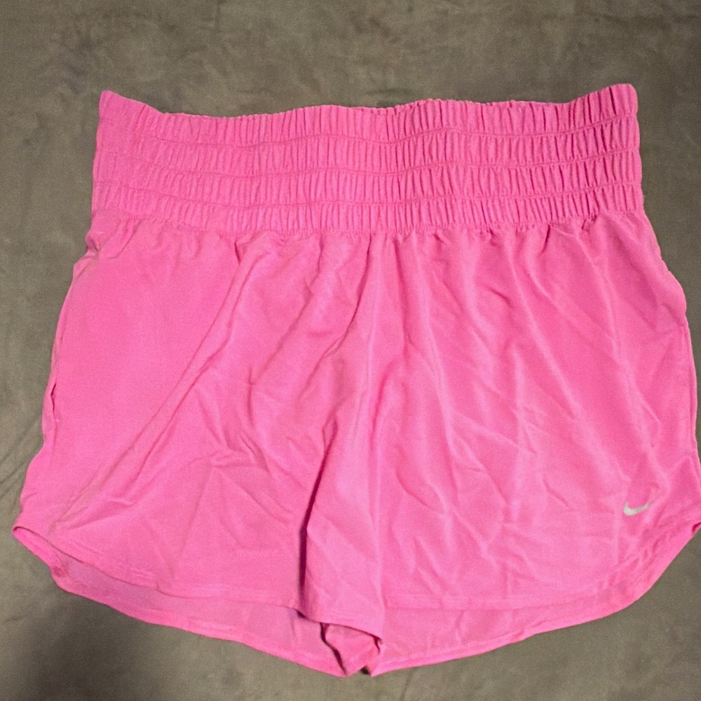 Nike Dri-FIT Women's Solid Pink Pull On Athletic Shorts Elastic Waist Sz XL